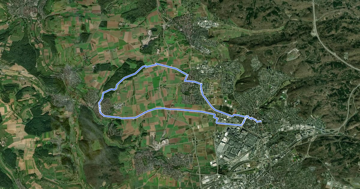 Маршрут Ortsgruppenrundweg Sindelfingen Pfeilring Grün на спутниковом снимке