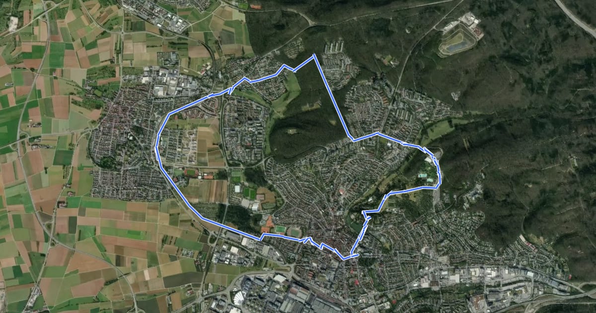 Маршрут Ortsgruppenrundweg Sindelfingen Pfeilring Rot на спутниковом снимке