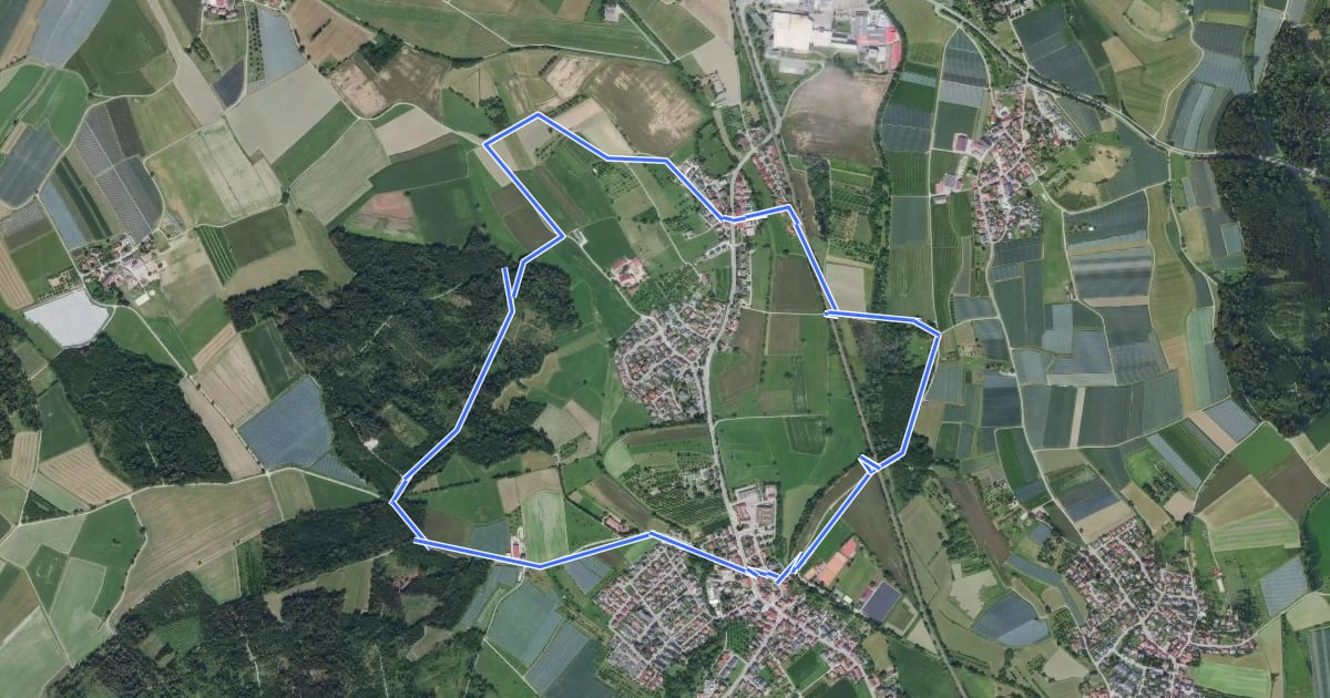 Маршрут Ortsrundweg Kluftern - Nordrunde на спутниковом снимке