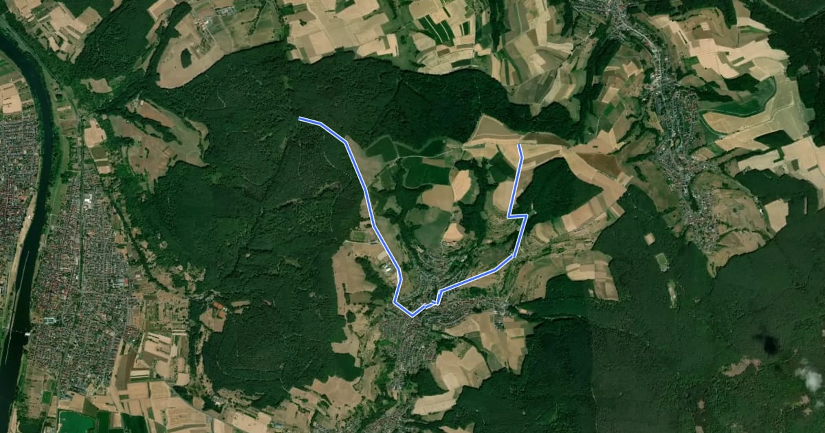 Маршрут Ortswanderweg Hausen 1 на спутниковом снимке