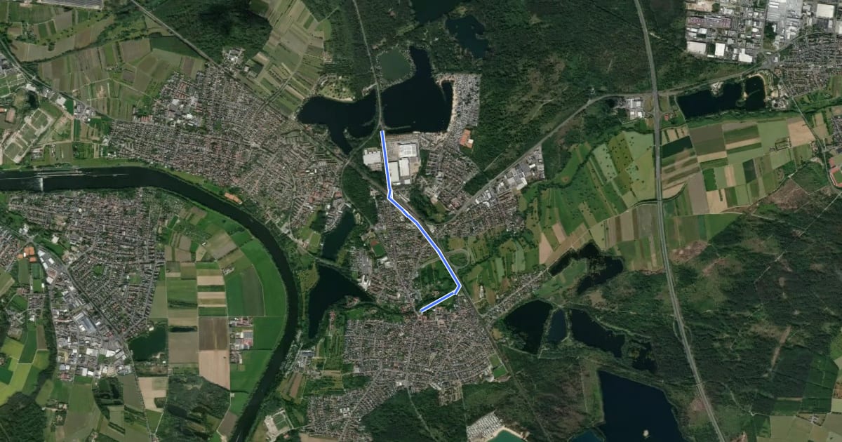 Маршрут Ortswanderweg Kahl 1 на спутниковом снимке