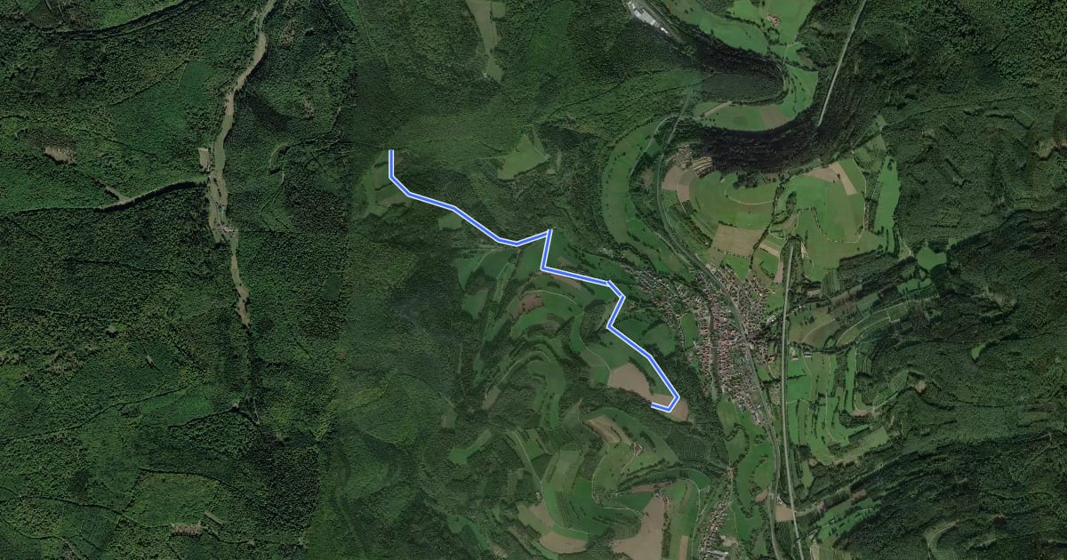 Маршрут Ortswanderweg Obersinn 1 на спутниковом снимке
