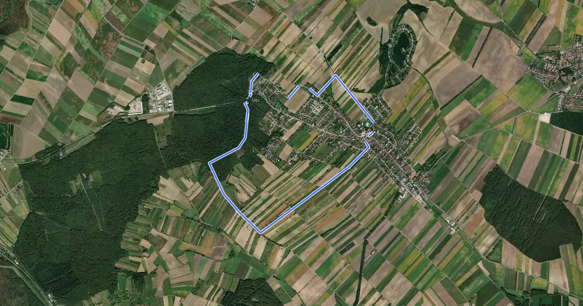 Маршрут Ortswanderweg Pöttsching Route II на спутниковом снимке