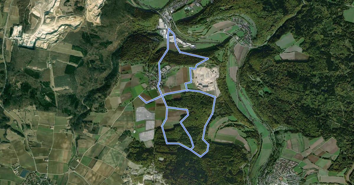 Маршрут Ortswanderweg Pappenheim 10 на спутниковом снимке