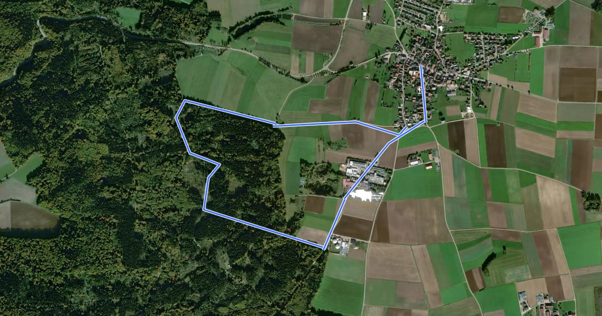 Маршрут Ortswanderweg Pappenheim 15 на спутниковом снимке