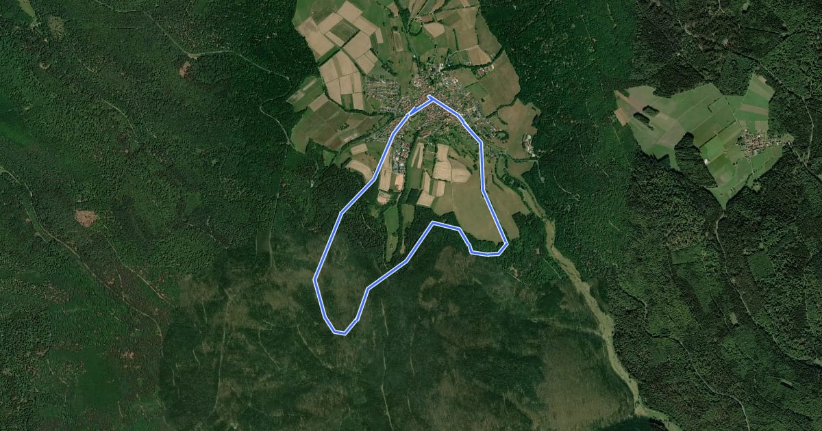 Маршрут Ortswanderweg Wiesen 2 на спутниковом снимке