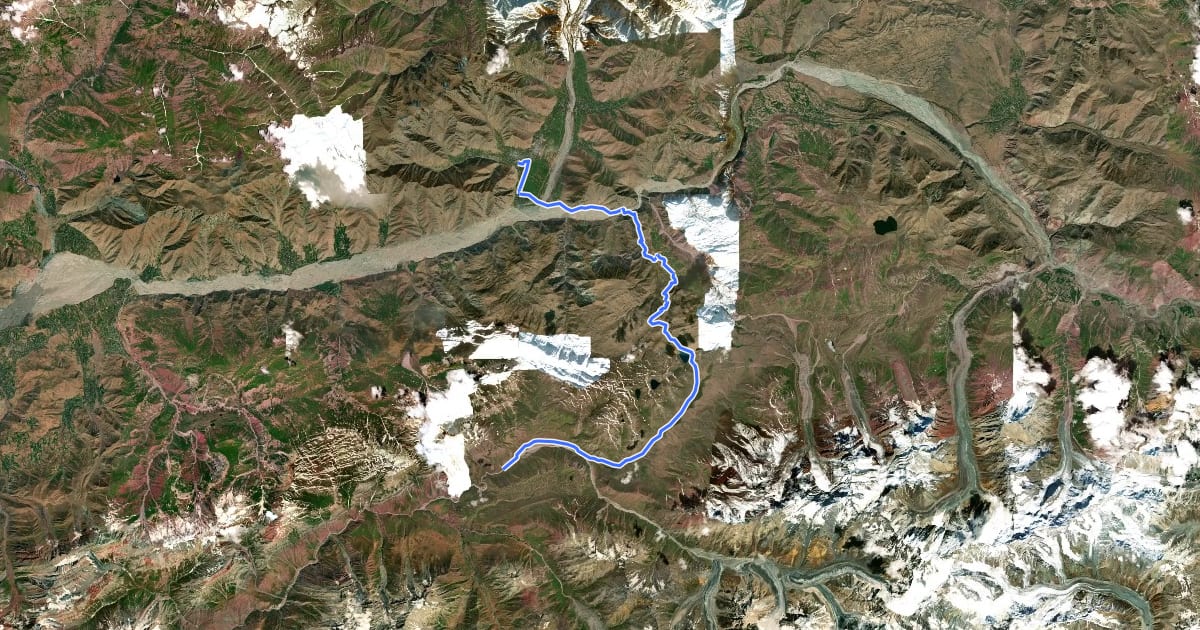 Маршрут Osonguzar Pass на спутниковом снимке