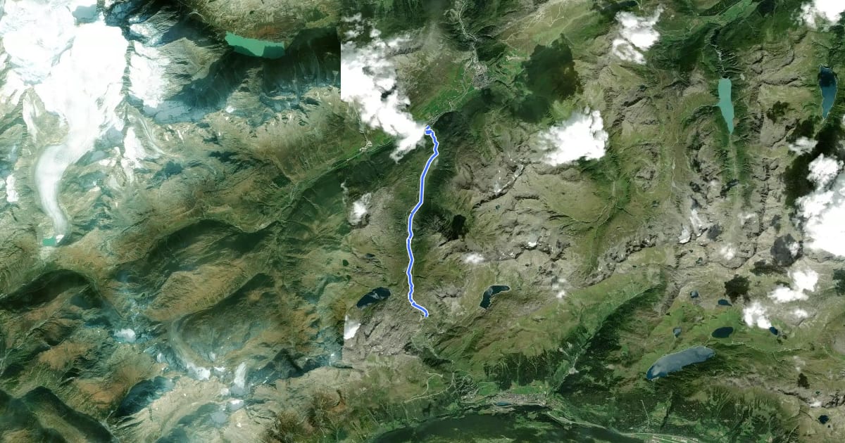 Маршрут Ospizio San Gottardo-Hospental на спутниковом снимке