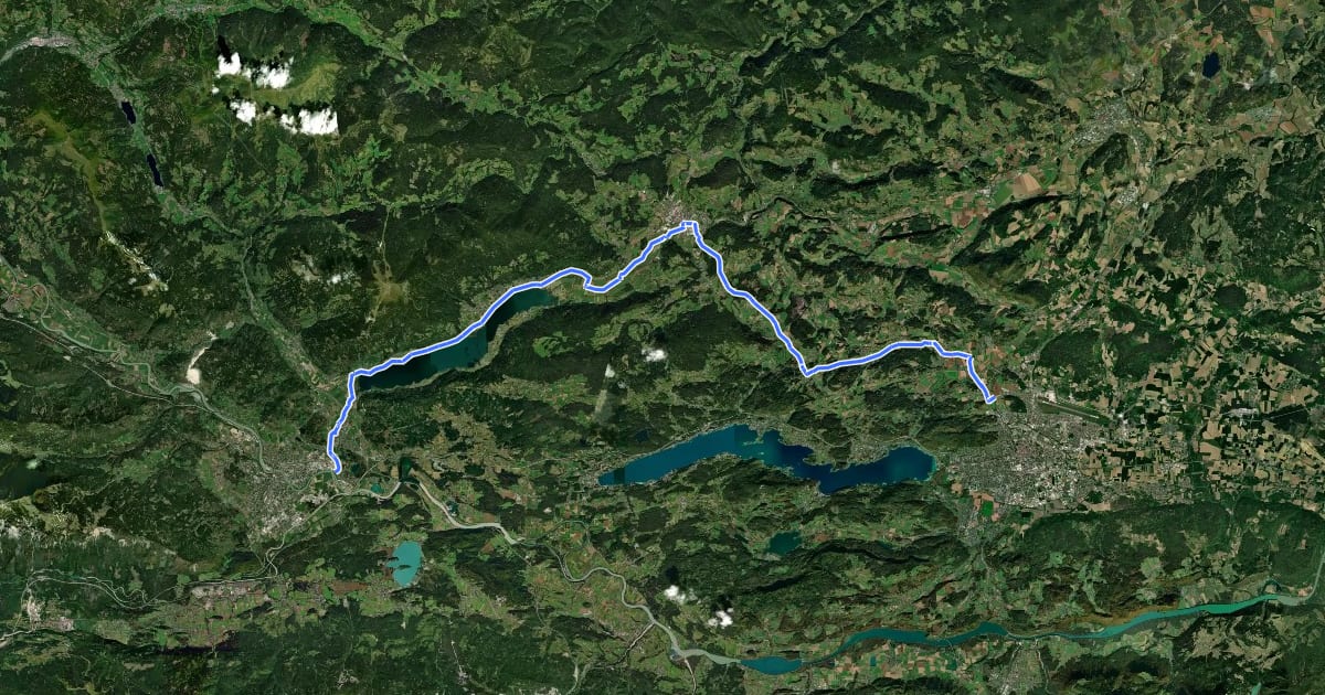 Маршрут Ossiacher See Radweg на спутниковом снимке
