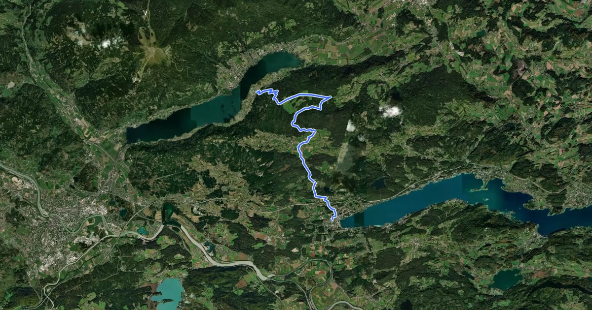 Маршрут Ossiacher See zum Wörthersee на спутниковом снимке
