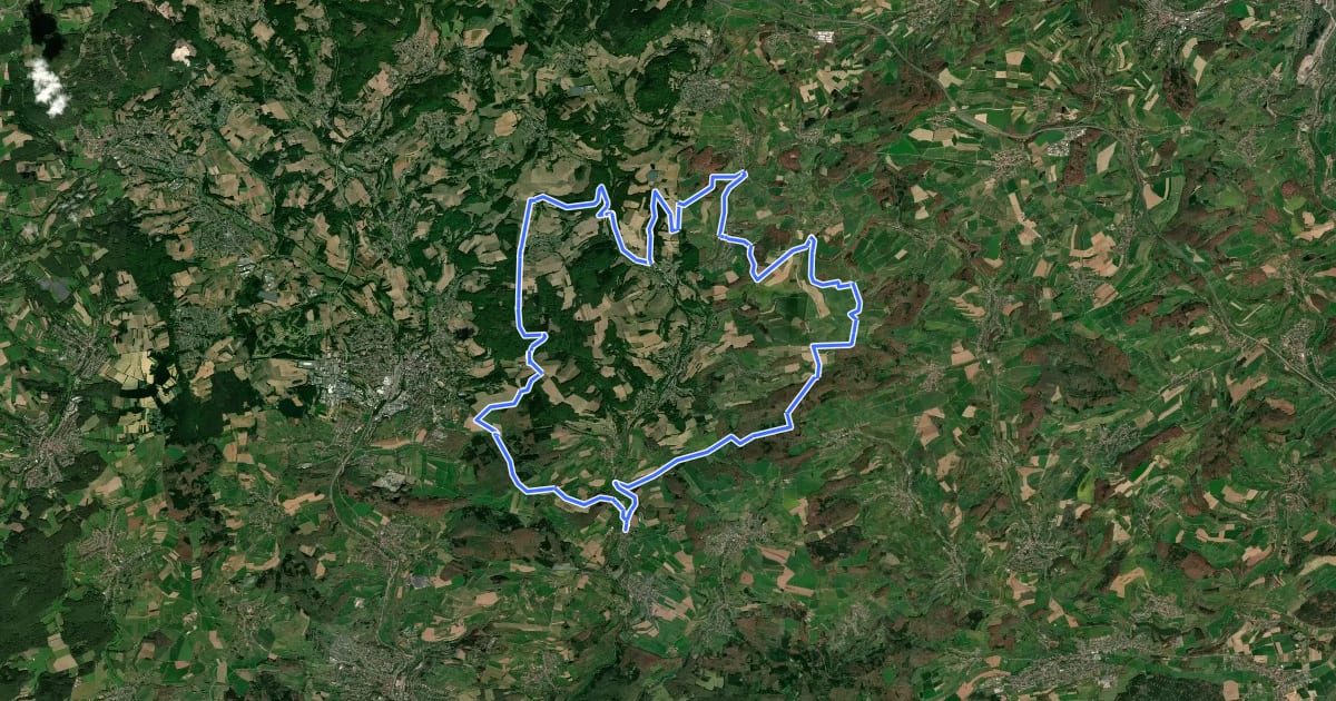 Маршрут Ostertal-Höhen-Radweg на спутниковом снимке