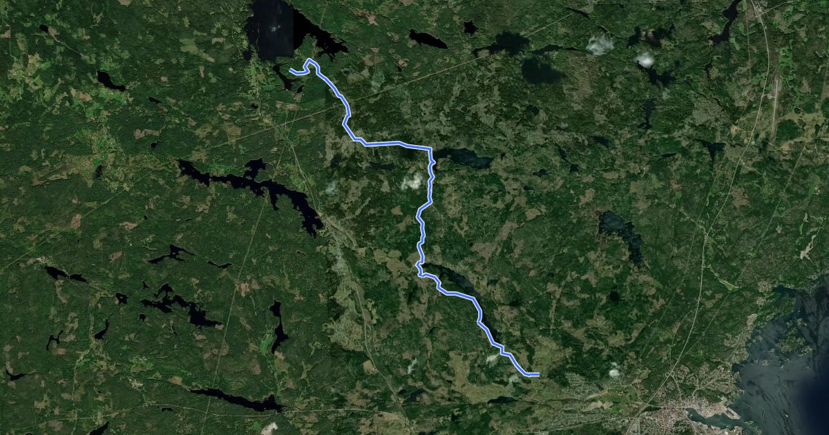 Маршрут Ostkustleden Etapp 1 Lilla Hycklinge - Nynäs на спутниковом снимке