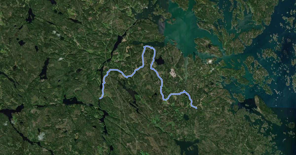 Маршрут Ostkustleden Etapp 5 Mörtfors - Stjärneberg на спутниковом снимке