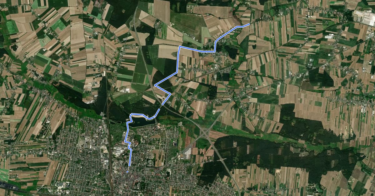 Маршрут Ostrów Wielkopolski - Kwiatków на спутниковом снимке