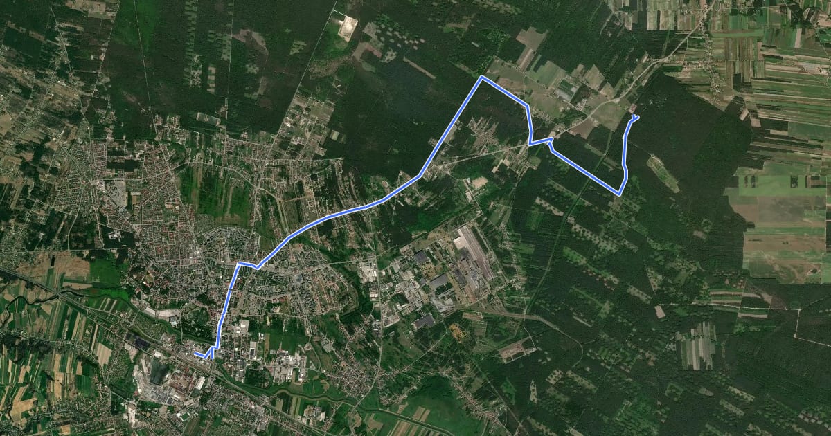 Маршрут Ostrowiec Świętokrzyski PKS - Krzemionki на спутниковом снимке