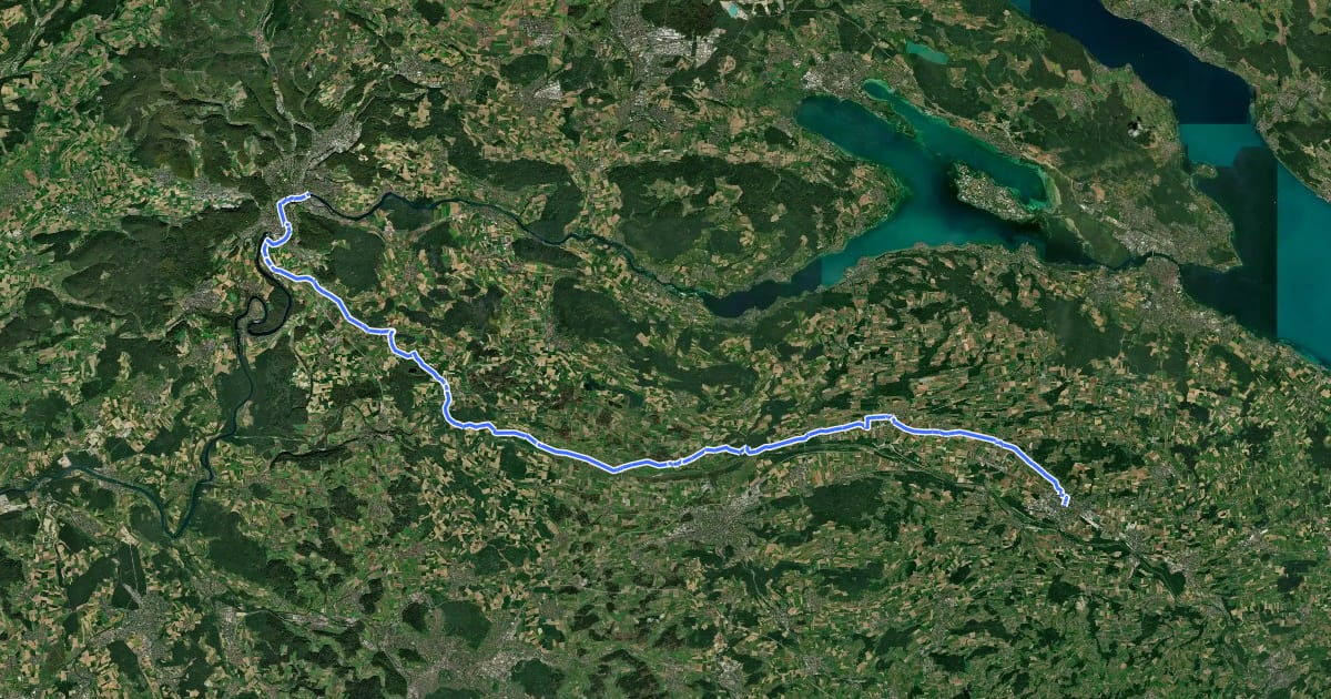Маршрут Ostschweizer Wein-Route на спутниковом снимке
