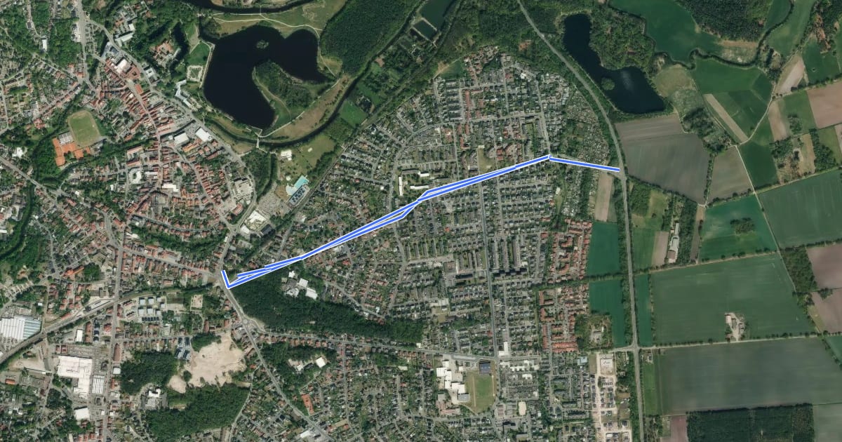 Маршрут Osttangente Dannenbütteler Weg (42) - Gifhorn Katzenberg Kreuzung (20) на спутниковом снимке