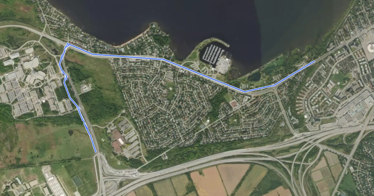 Маршрут Ottawa River Pathway (west) на спутниковом снимке