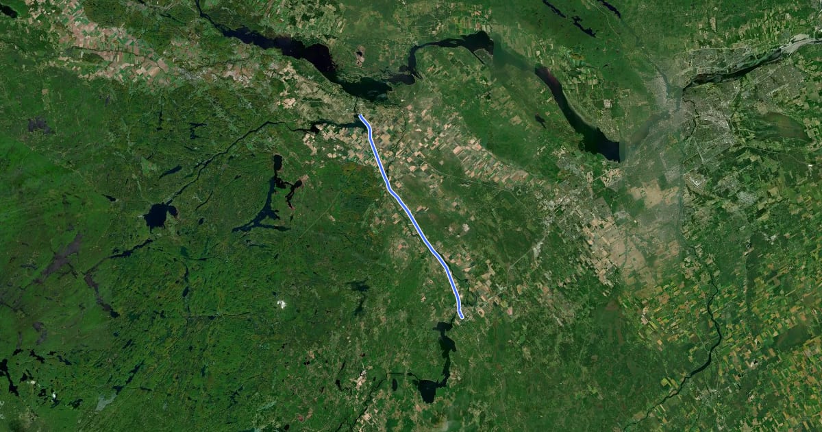 Маршрут Ottawa Valley Recreation Trail на спутниковом снимке