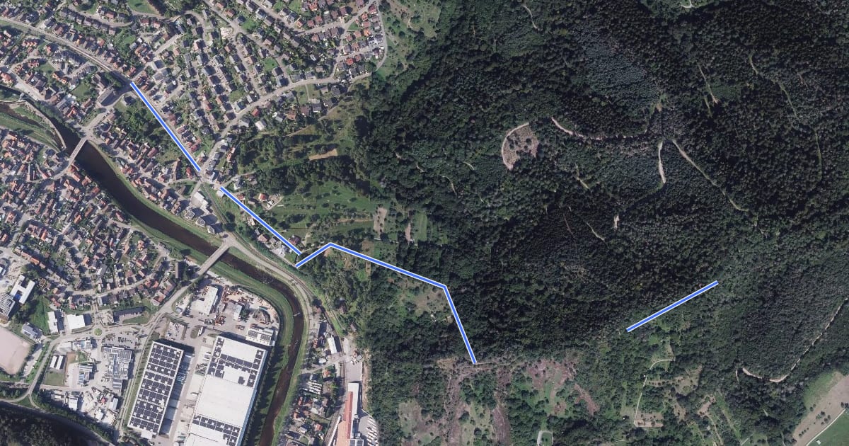 Маршрут Ottenau Haltepunkt - Vorderer Wald на спутниковом снимке