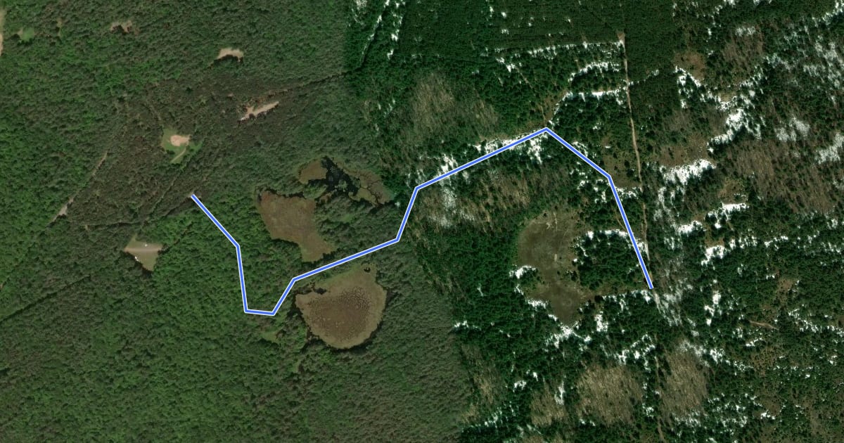 Маршрут Otter Creek - Twin Ponds на спутниковом снимке