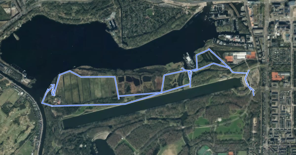 Маршрут Oude Polderwandeling на спутниковом снимке