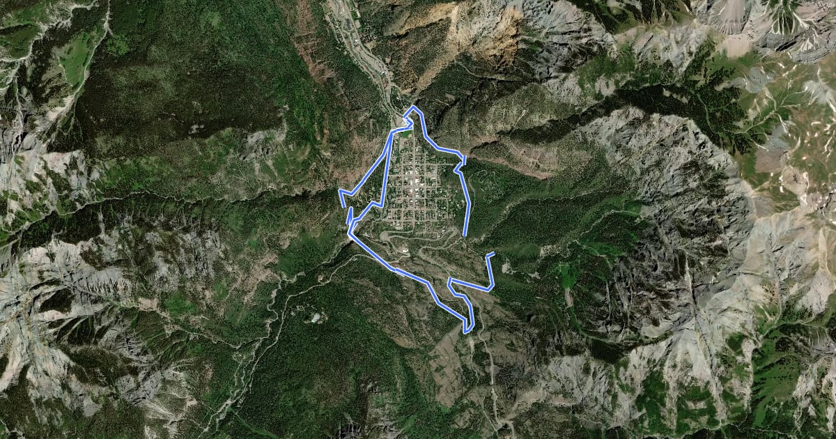 Маршрут Ouray Perimeter Trail на спутниковом снимке