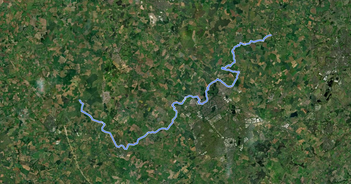 Маршрут Ouse Valley Way 1 (Syresham to Turvey) на спутниковом снимке