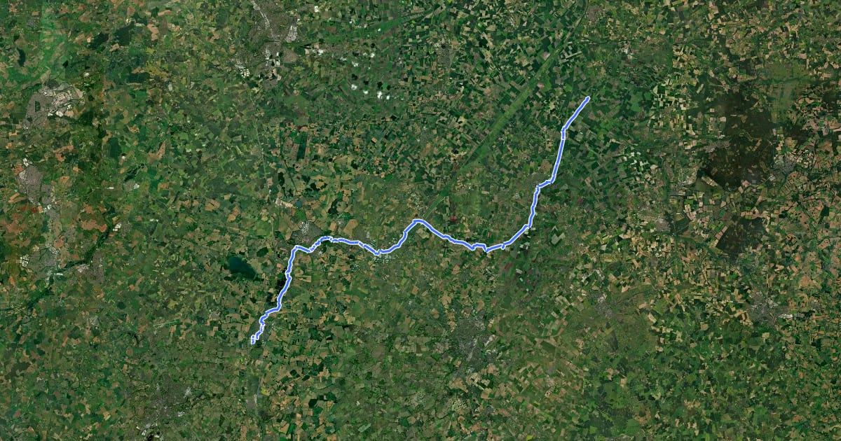 Маршрут Ouse Valley Way 3 (Eaton Socon to Brandon Creek) на спутниковом снимке