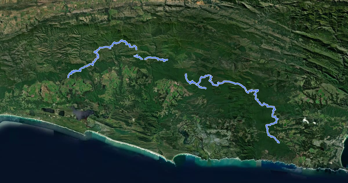 Маршрут Outeniqua Hiking Trail на спутниковом снимке