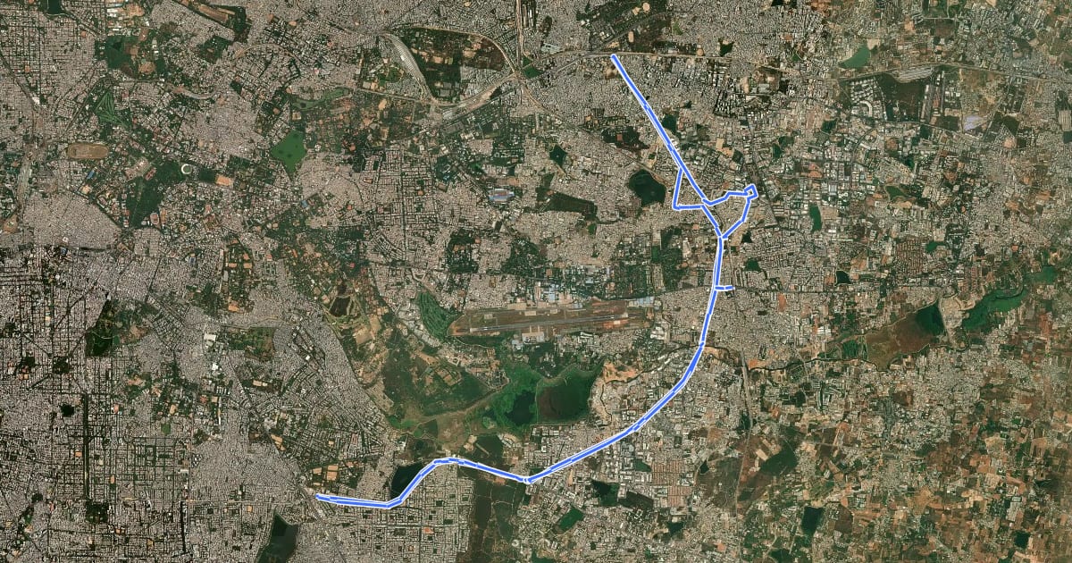 Маршрут Outer Ring Road Cycleway на спутниковом снимке
