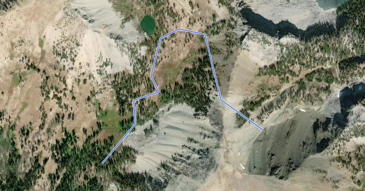 Маршрут Oval Pass Trail #1259.13 на спутниковом снимке