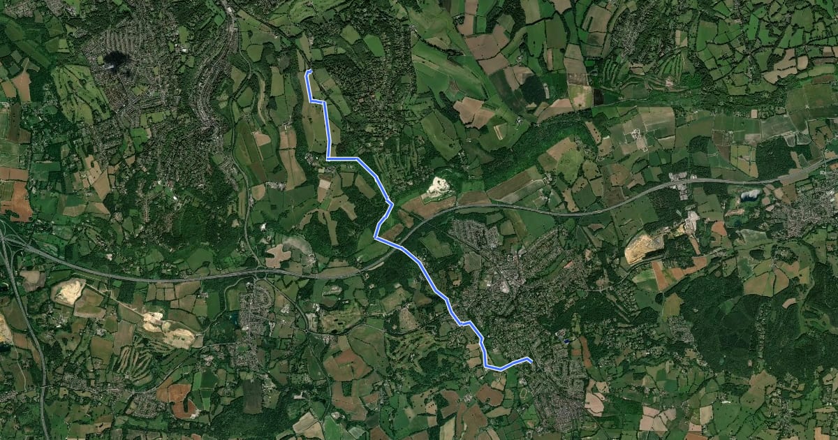 Маршрут Over the Downs to Oxted Mill walk (SCC) на спутниковом снимке