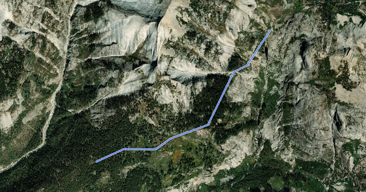 Маршрут Over The Hill Trail на спутниковом снимке