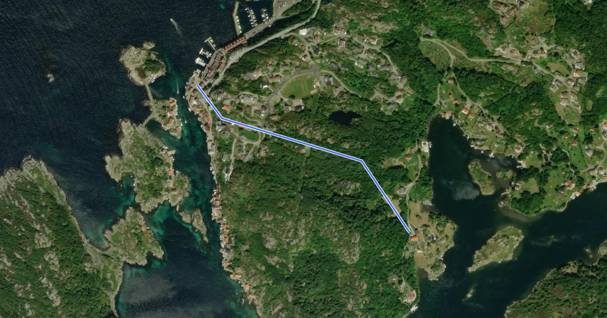 Маршрут Over øya на спутниковом снимке