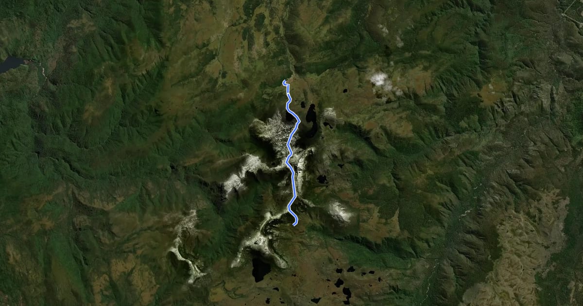 Маршрут Overland Track section 1 на спутниковом снимке