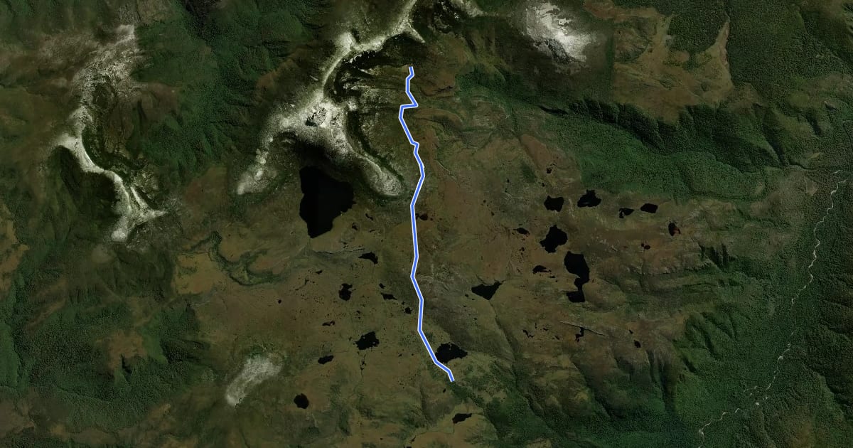 Маршрут Overland Track section 2 на спутниковом снимке
