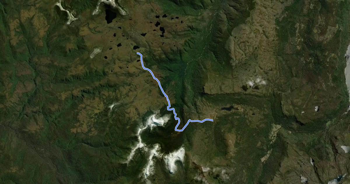Маршрут Overland Track section 3 на спутниковом снимке