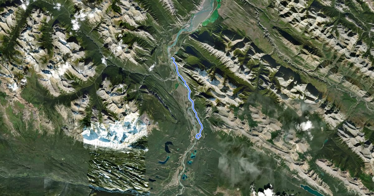 Маршрут Overlander Trail на спутниковом снимке