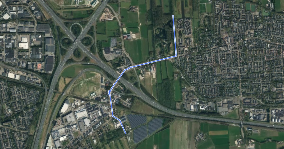 Маршрут Overstaproute Laaksepad - Stoutenburgerpad на спутниковом снимке