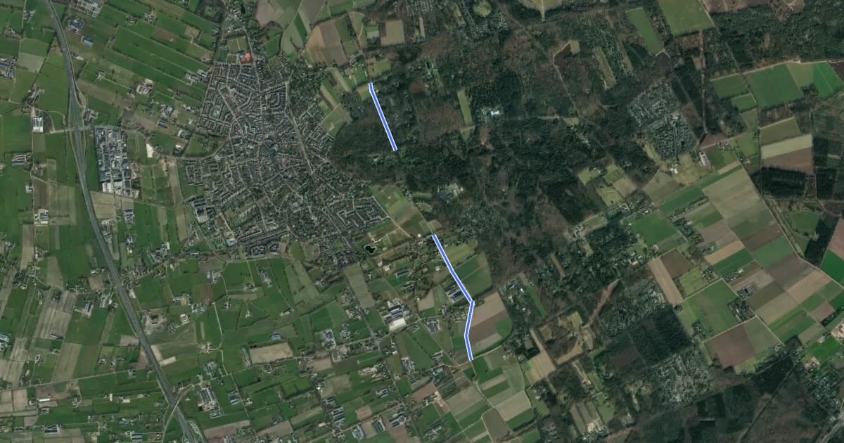 Маршрут Overstaproute Meulunterenpad - Doesburgermolenpad на спутниковом снимке