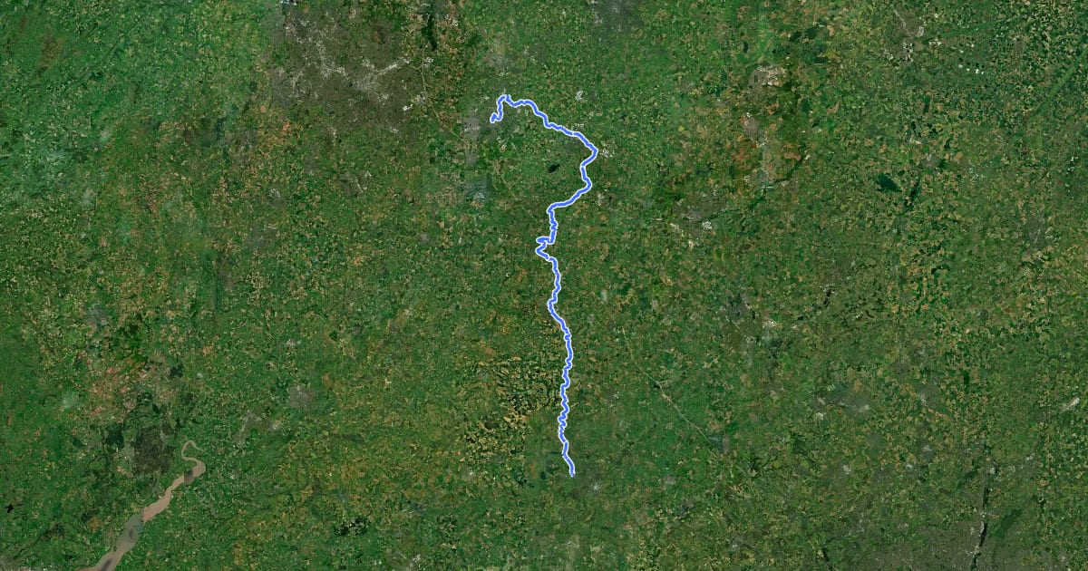 Маршрут Oxford Canal Walk на спутниковом снимке