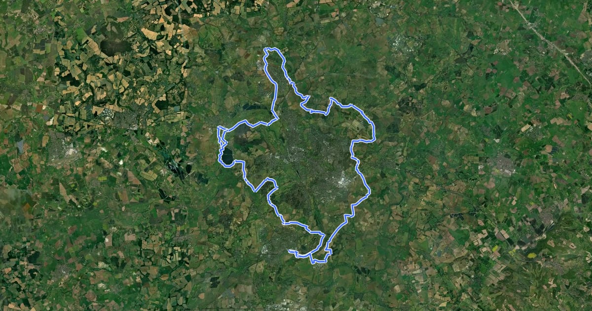 Маршрут Oxford Green Belt Way на спутниковом снимке