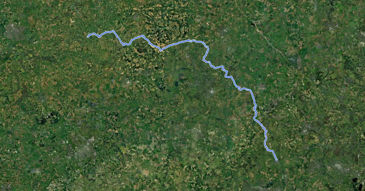Маршрут Oxfordshire Way на спутниковом снимке