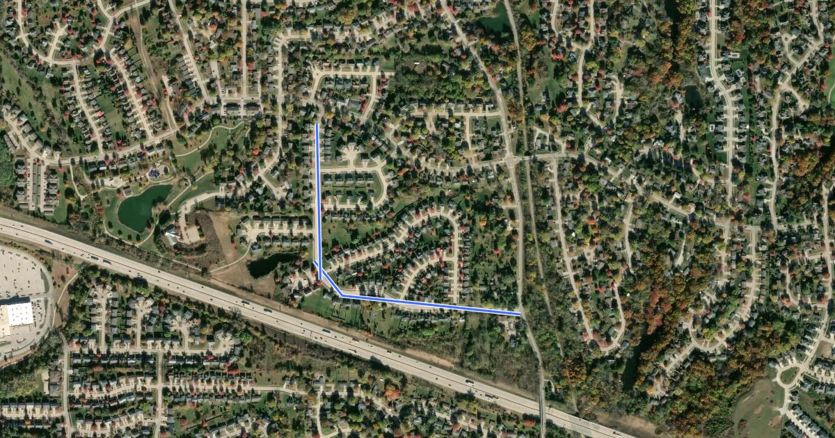 Маршрут Ozark Ridge Sidepath на спутниковом снимке