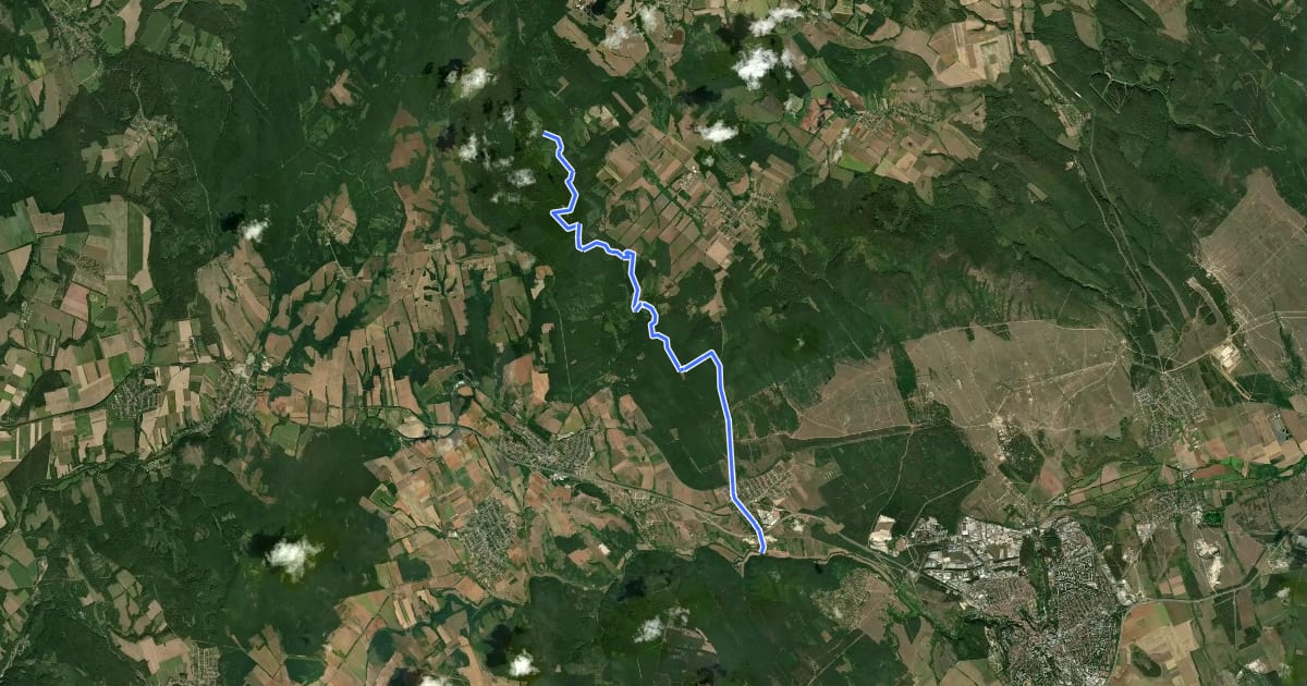 Маршрут P+ (Augusztintanya – Márkó, malom) на спутниковом снимке