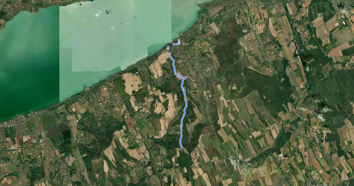 Маршрут P (Balatonföldvár – Páskum pihenő) на спутниковом снимке