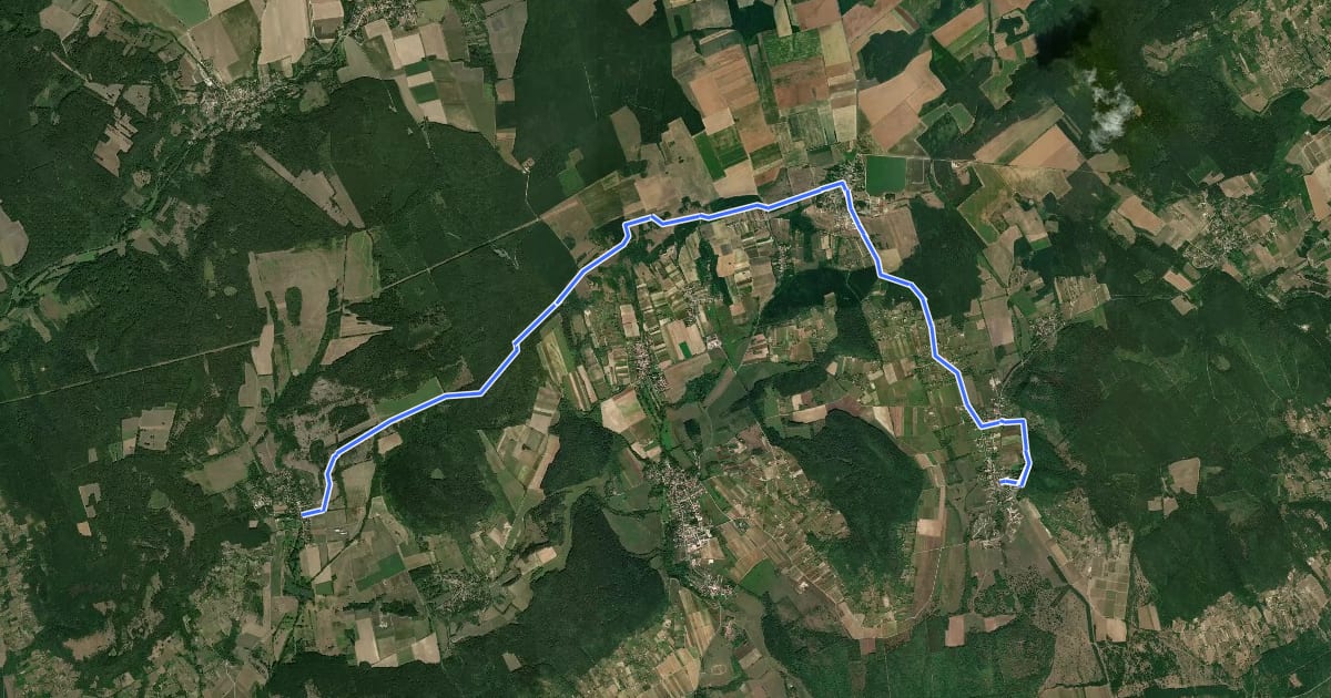 Маршрут P (Balatonhenye – Dörgicse) на спутниковом снимке