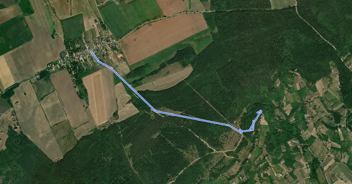 Маршрут P▙ (Barnag – Zádorvár) на спутниковом снимке