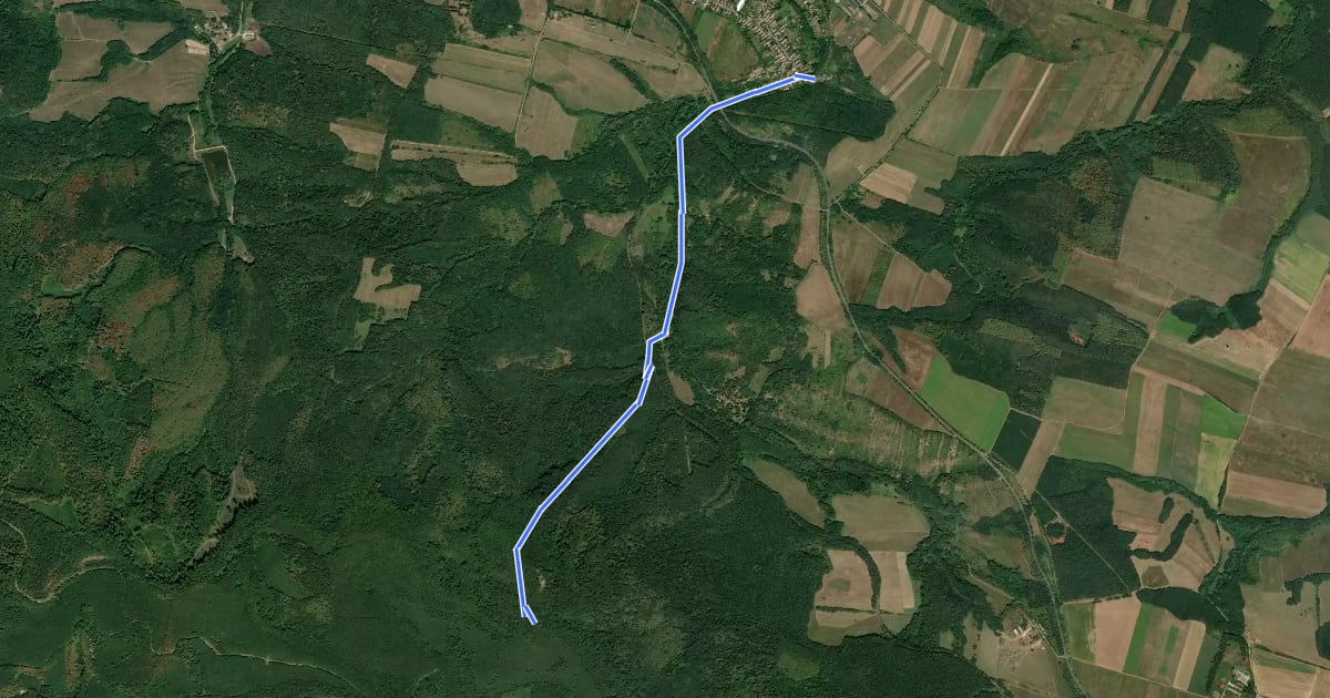 Маршрут P+ (Drégelypalánk – Drégelyvár-erdő) на спутниковом снимке